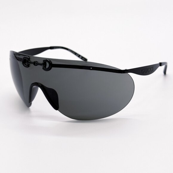 NEW AUTHENTIC GUCCI GG1656S 001, BLACK METAL OVERSIZED MASK SUNGLASSES G… - Picture 4 of 13